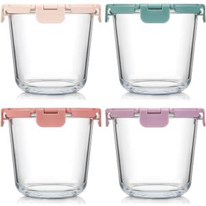 [UPGRADED LID] 6 Sets 3 Cup/24oz Borosilicate Glass Meal Prep Containers with Lids, Food Storage Bowl Jars for Soup Leftover Meal Lunch Oats Fruit Deli Salads - Microwave, Oven, Freezer Safe -BPA Free