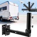 RV Flag Pole Mount, Heavy Duty 180 Adjustable Folding RV Starlink Holder Bracket for 2" Receiver, Trailer Bumper, Hitch, A-Frame, Tongue 5IN1 - Stable Internet & Flag Display for Camping