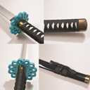 40" Plastic Black Katana Anime Samurai Sword with Gold/Blue Guard for Cosplay, Performance Props