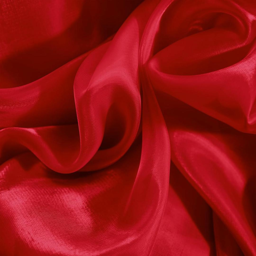 Entisn Sparkle Organza Fabric, 1 Yard Continuous with 59 Inch Wide Shimmer Sheer Organza, Shiny Red Fabric for Stage Costume, Fashion Dress, DIY Crafts, Wedding Decoration, Arch Backdrop