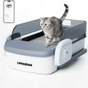 Self Cleaning Litter Box,Fully Open Automatic Litter Box with App Control for Multiple Cats,Electric Litter Robot with Triple Sensor Protection,10L Waste Bin,Include 1 Roll Liners - White