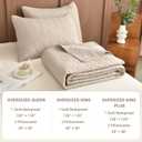 Sanracie Oversized King Quilt Bedspread Sets 120"*120" for Extra Bed, 100% Cotton Linen Colored Cal King Quilt Bedding Set Leaves Quilting Extra Wide Large 3Pcs Coverlet King Size for All Season