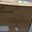 KCC Faux Fur Office Desk Chair, Comfy Swivel Armchair with Wheels, Upholstered Fuzzy Vanity Chair, Adjustable Height, White, 2 Ft 2 in X 1 Ft 10 in X 2 Ft 11 in