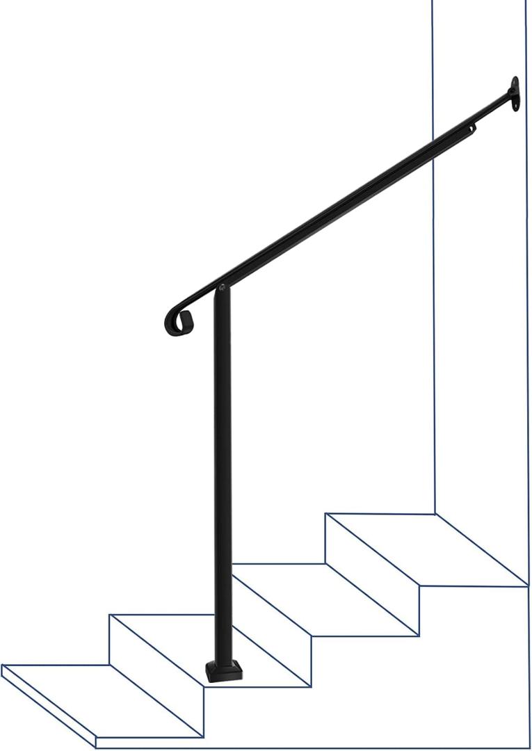 Hand Rails for Outdoor Steps,3 Step Stair Handrail,Black Railings for Outdoor Steps and Hand Rails Porch