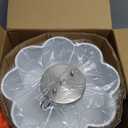 Semi Flush Mount Ceiling Lights, 3-Light 13" Ceiling Light Fixtures with Fabric Shade in Flower Shape, Brushed Nickel Drum Lighting for Nursery Hallway Bedroom Kitchen, AD-22007-3SF-SN