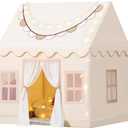 Wilwolfer Play Tent for Kids with Star Lights & Banners, Kids Tent Indoor for Toddler, Indoor Plyahouse for Playroom Furniture, Gift Toys for Boys & Girls