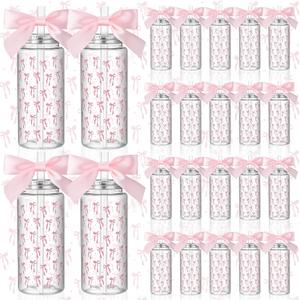 Singhoow Pink 24 Pcs Bow Gift Cups Bulk for Women Girls Birthday Party Favors Supplies 14 oz Reusable Plastic Tumbler Cup with Lids Straws Pastel Coquette Bow Gifts Cups for Party Decorations