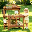 Mud Kitchen for Kids Outdoor Wooden Playset with Sink, Stove & Storage