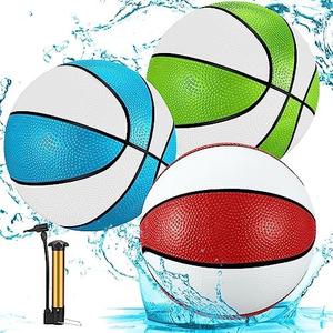Jenaai 3 Pcs Pool Basketball 9'' Water Basketball Bulk with Pump for Swimming Indoor Mini Hoop Waterproof Pool Party Game Toy Gift for Child Adult