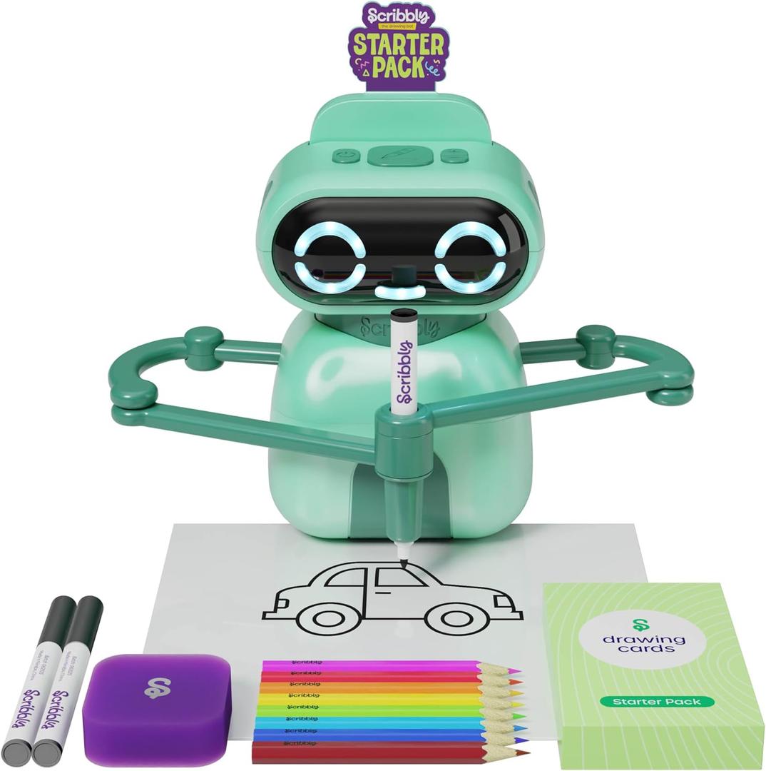 Dan&Darci Scribbly The Drawing Robot for Kids - 3 4 5 6 7 8 Year Old Girl Easter Gifts - 5 Year Old Boy Birthday Gift - Kids Toys for Ages 5-7 - Learning Toys for Boys - Girls Educational Cool Toy