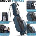 Faux Leather Sunday Golf Bag, 2-Way Divider,Rain Hood,Par 3 Courses