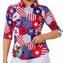 M MOTEEPI 3/4 Length Sleeve Womens Golf Polo Shirt Ladies Workout Tops Polo Shirts for Women Golf Pullover size Medium