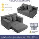 cidludto Boneless Couch Loveseat Sleeper, Convertible Sofa Bed Folding Couch Bed Foldable, 2 in 1 Boneless Chair Bed & Futon Sofa Bed, Small Pull Out Sofa with 4 Pillows for Living Room, Grey | No Assembly, Convertible, 2 in 1, Pull Out Handle, 4 Pillows, Loveseat-55''