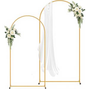 Gold Arch Backdrop Stand Set of 2(7.2FT/6FT),Wedding Arch Backdrop Stand,Balloon Arch Stand Metal Frame for Birthday Wedding Baby Shower Party Garland Ceremony Decor