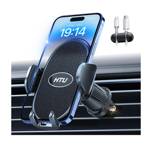 HTU 【Military-Grade】 Car Phone Holder,【Strongest & Longest Steel-Hook】 Car Vent Mount, Handsfree 360° Adjustable Automobile Cradle Air Clip Stand for iPhone 17 16 15 14 Pro Max Samsung, Black