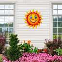 LaLamona Metal Sun Wall Art Decor, 13 inches Outdoor Wall Decoration, Sun Face Hanging Decor for Garden Yard Farmhouse Fence Room Balcony Patio (1p-b)