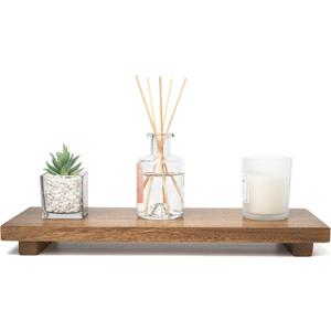 Narrow 17" Acacia Wood Riser Pedestal Stand Farmhouse Wood Display Riser for Kitchen and Bathroom Decor - Counter Display, Plant Stand, Jewelry Holder, Vanity Tray, Candle Stand (Narrow:17"x6"x1.57")