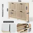 4 Flip Drawers Shoe Cabinet Storage for Entryway, Narrow Hidden Wood Shoes Organizer Cabinet Front Door Entrance Thin Free Standing Front Door Shoe Rack Storage for Entryway (Oak) (Large)