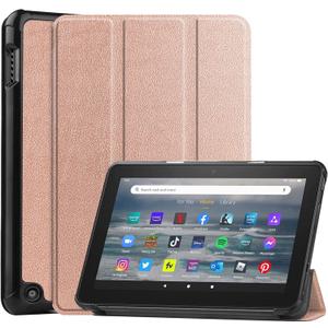 for Amazon All-New Kindle Fire 7 (12th Generation,2022 Release) Smart Cover, Ultra Slim Lightweight Folio Stand Auto Sleep/Wake Up Leather Case for New Fire HD7 12th Gen 2022 (Rose Gold)