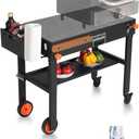 Portable Blackstone Griddle Stand, Folding Grill Table with Wheels for 17/22 Inch Blackstone Griddles, Ninja Grills, Pizza Oven, 31''x17''Grill Cart with Magnetic Tool Holder for tailgating, camping