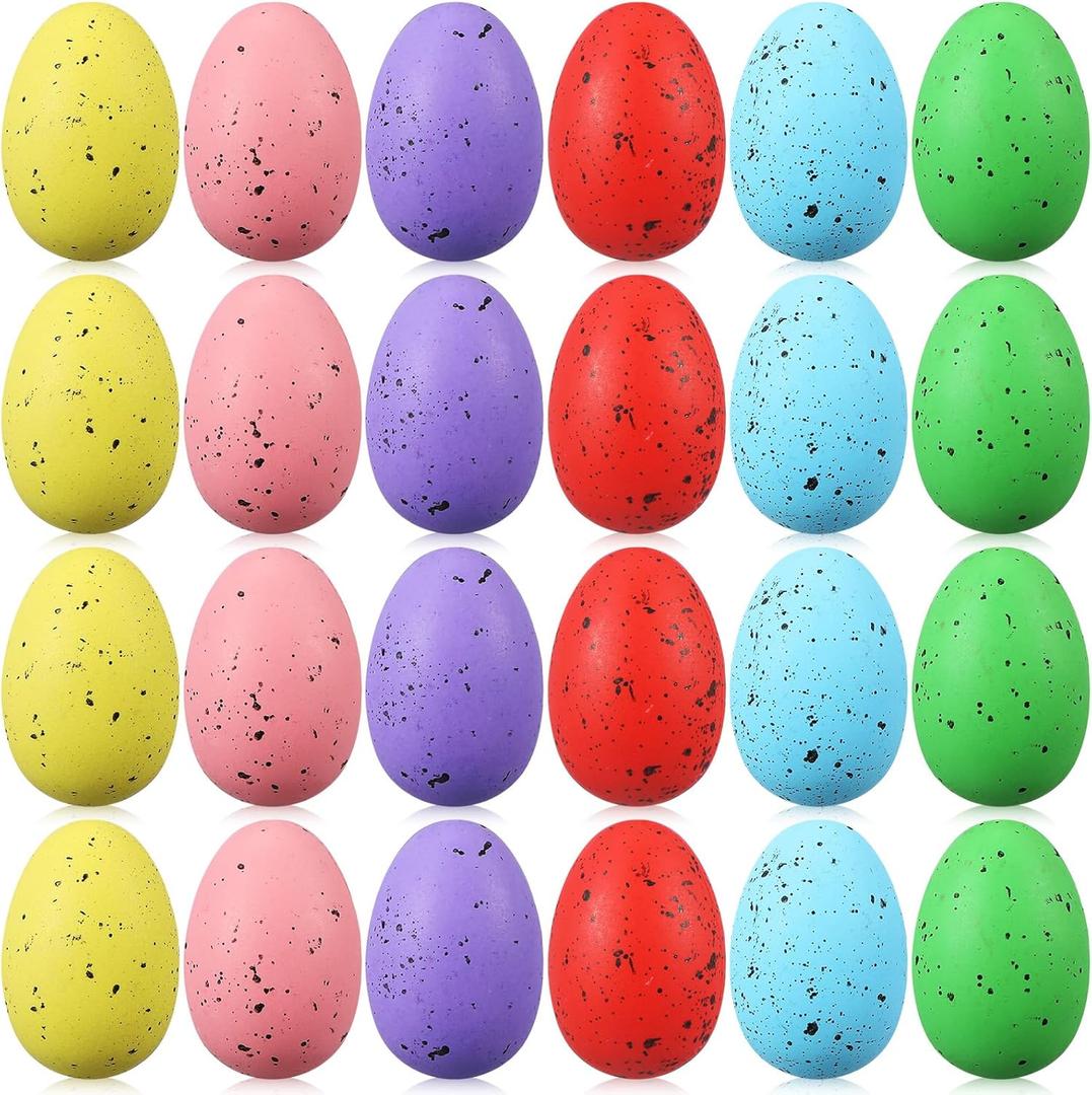 Syhood 36 Pcs Easter Speckled Eggs Small Plastic Speckled Eggs Mini Decorative for DIY Crafts Easter Basket Stuffer Party and Spring Home Decoration(Bright)
