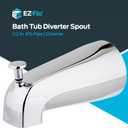 EZ-FLO 5-3/8 Inch Nose Diverter Tub Spout, 1/2 Inch IPS Connection, Chrome Finish, 15083