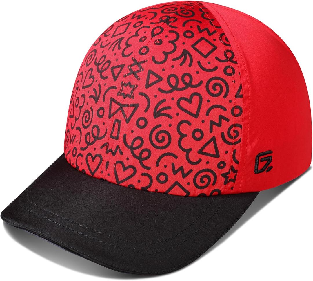 GADIEMKENSD Kaleidoscope Pattern Baseball Cap, Color Blocking, UV Protection, Breathable, for Boys and Girls (2-5T, Black Red)
