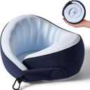 Travel Pillow, 100% Pure Memory Foam Travel Neck Pillow Airplane Neck Support Ergonomic Design for Traveling Suitable for Airplanes,Offices and Cars-Cooling Silk Blue