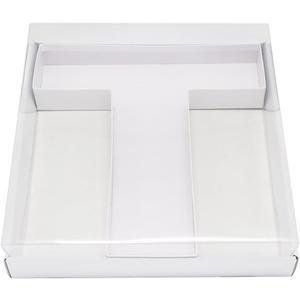 WENPACK 12.5" Cardboard Letter Shaped Mache Decorative Strawberries Fillable Sweets Candy Box with Clear Lid (White, T)