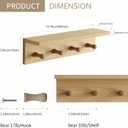 Wall Mount Coat Rack with Shelf, Sturdy Wooden Floating Shelf withHooks Save Your Indoor Space, Wall Organizer siutable for Entryway, Mudroom,Kitchen, Bathroom, etc(Oak Finish)