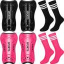 Chuarry 2 Set Soccer Shin Guards for Girls with Socks Toddler Shin Pads Football Kids Sport Protection Lightweight Gear Leg Protection for 3-15 Girls Boys Children Teens, Small