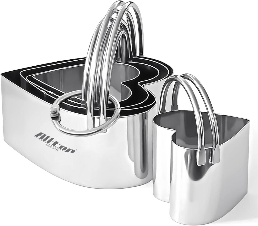 ALLTOP Biscuit Cutters with Handle, Stainless Steel Cookie Cutter, Professional Baking Essential Tools for Valentine's Day - Heart Shaped