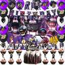 42pcs Baltimore Party Decoration Pack Includes，Banner，Cake Topper，Blackdrop,Balloons for Ravens party decoration