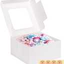 Moretoes 4 Pack Cake Boxes with Window, 10x10x5 Inches White Bakery Containers, 10 Inch White Cake Carrier, Disposable Bakery Boxes for Valentine's Day Mother's Day Cake Cupcake Cookie Pie Pastry