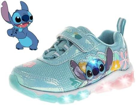Disney Lilo & Stitch LED Light up Shoes for Kids - Slip on Laceless Lightweight Breathable Tennis Runner Sneakers (Sizes: 10 Toddler)