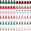 Bencailor 72 Pcs Mini Christmas Hats and Tiny Scarf Set Mini Knitting Doll Hat Scarf Santa Small Snowman Hat Ornaments for DIY Craft Art Doll Decoration (Bright Color)