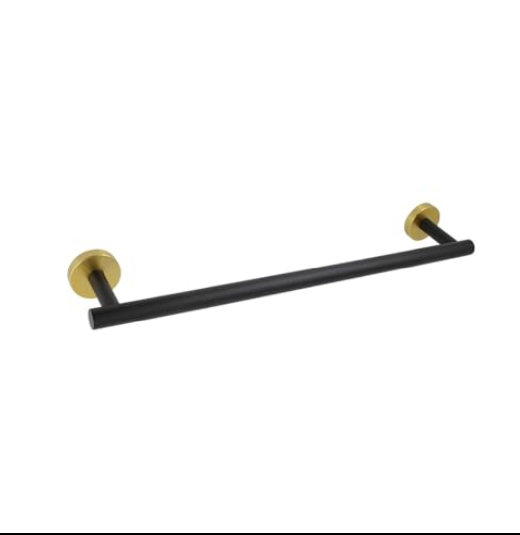 kimzcn 18-Inch Hand Towel Bar Stainless Steel Bathroom Towel Holder Kitchen Dish Cloth Hanger Wall Mount Black & Gold