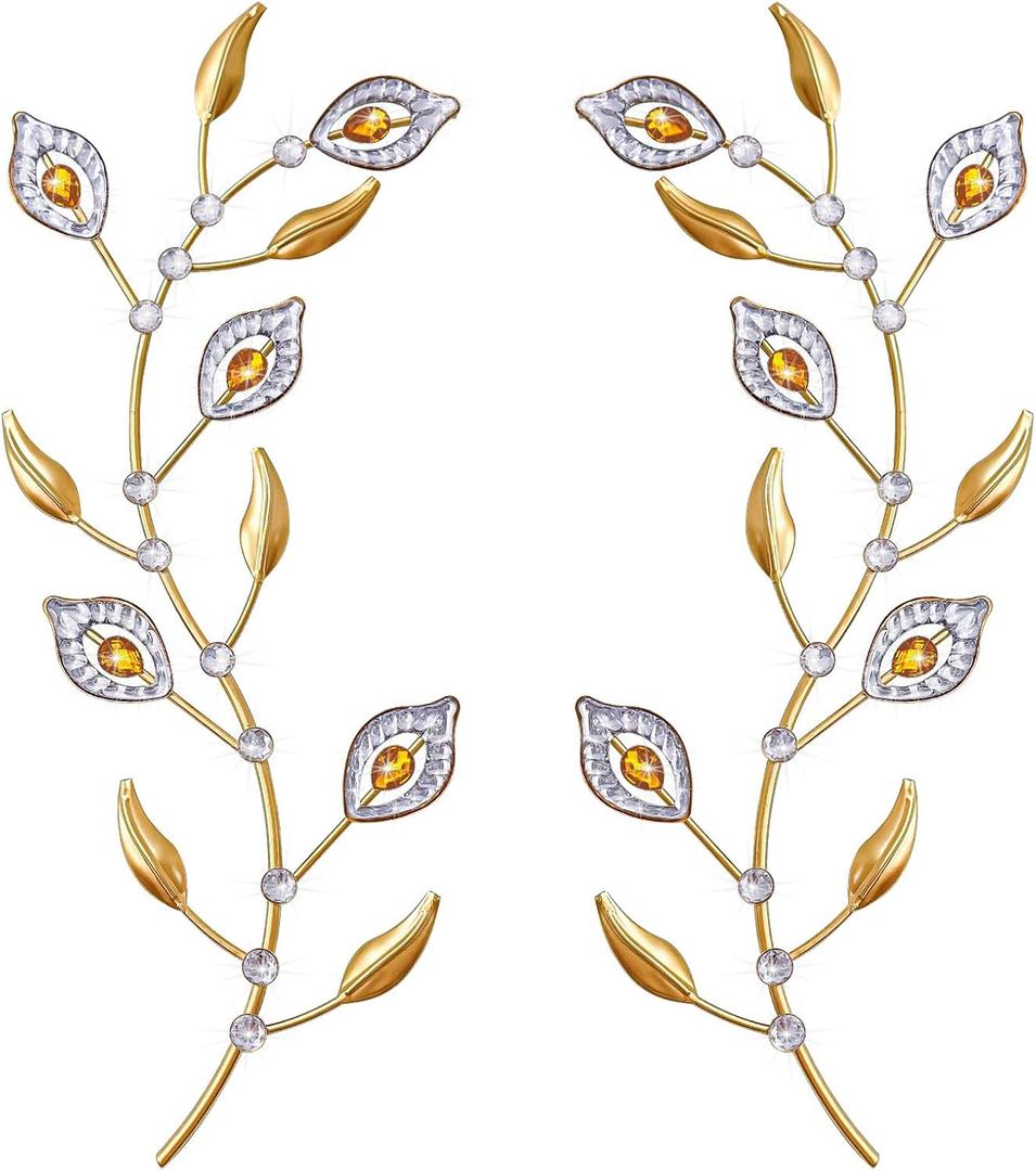 sxnzequnze Bling Metal Leaves Decoration Home Decoration Modern Minimalist Style Wall Hanging Art Living Room Bedroom Bathroom Wall Decoration Set of 2 Gold Leaves Yellow (Gold Leaves Yellow)
