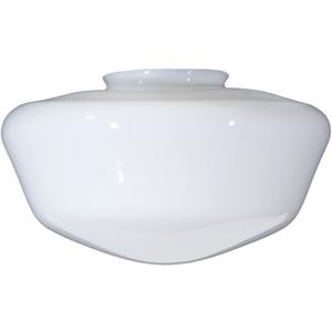 B&P Lamp 12 Inch Diameter, Clear Over Opal, Glass Schoolhouse Shade with a 6 Inch Lip Fitter (White)