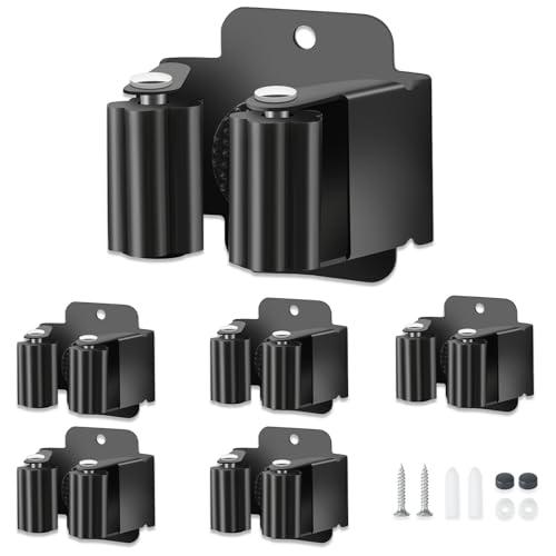 baecel 5 PCS Broom Holder Wall Mount, Upgraded Heavy Duty Mop and Broom Holder Wall Mount, Stainless Steel Broom Hanger Mop Holder Rack for Kitchen Laundry Garden Tool Organizer