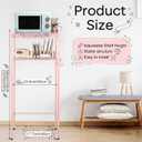 Huwena 2-Tier Adjustable Mini Fridge Shelf Metal Stand for Dorm, Pink, 51.97 x 24.02 x 18.11 inches