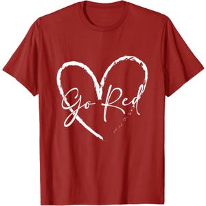 Go Red for Women American Heart Disease Month Awareness T-Shirt,Small