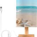 Bolaz Small Table Lamp for Bedroom Seashells on Tropical Beach Table Lamp Nightstand Lamp for Livingroom Office Reading Working Table Desk