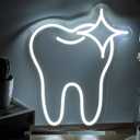 Neon Sign Tooth Decor Dental Office Light Dentist Accessories Decoration, Dimmable LED Sign Neon Signs Smile Wall Art, Neon Dentist Balloon Dental Office Decor Lights