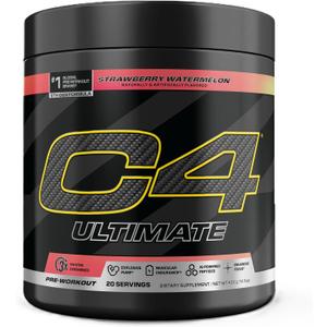 Cellucor C4 Ultimate Pre Workout Powder Strawberry Watermelon - Sugar Free Preworkout Energy Supplement for Men & Women - 300mg Caffeine + 3.2g Beta Alanine + 2 Patented Creatines - 20 Servings (11.99 Ounce (Pack of 1))