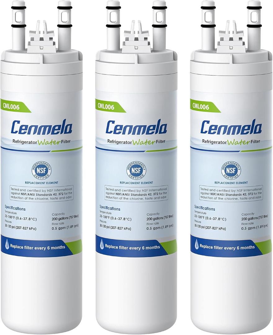 Cenmelo 3CB Replacement Water Filter, Compatible with Frigidaire WF3CB, Pure Source 3, 706465, 242069601, 242086201, 242017800, WF425, Height 9 inches, Pack of 3