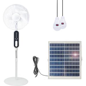 16 Inch Solar Oscillating Standing Fan,14400mAh Rechargeable Pedestal Floor Fan,Height-adjustable Suitable,Night Led Light, Solar Panel 2*LED Bulds, for Home Ofiice Bedroom, Study or Outdoor, Large