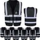 EBOOT 10 Pack Safety Vests with Reflective Strips, High Visibility Vest for Construction, Volunteers, Event Staff, Running