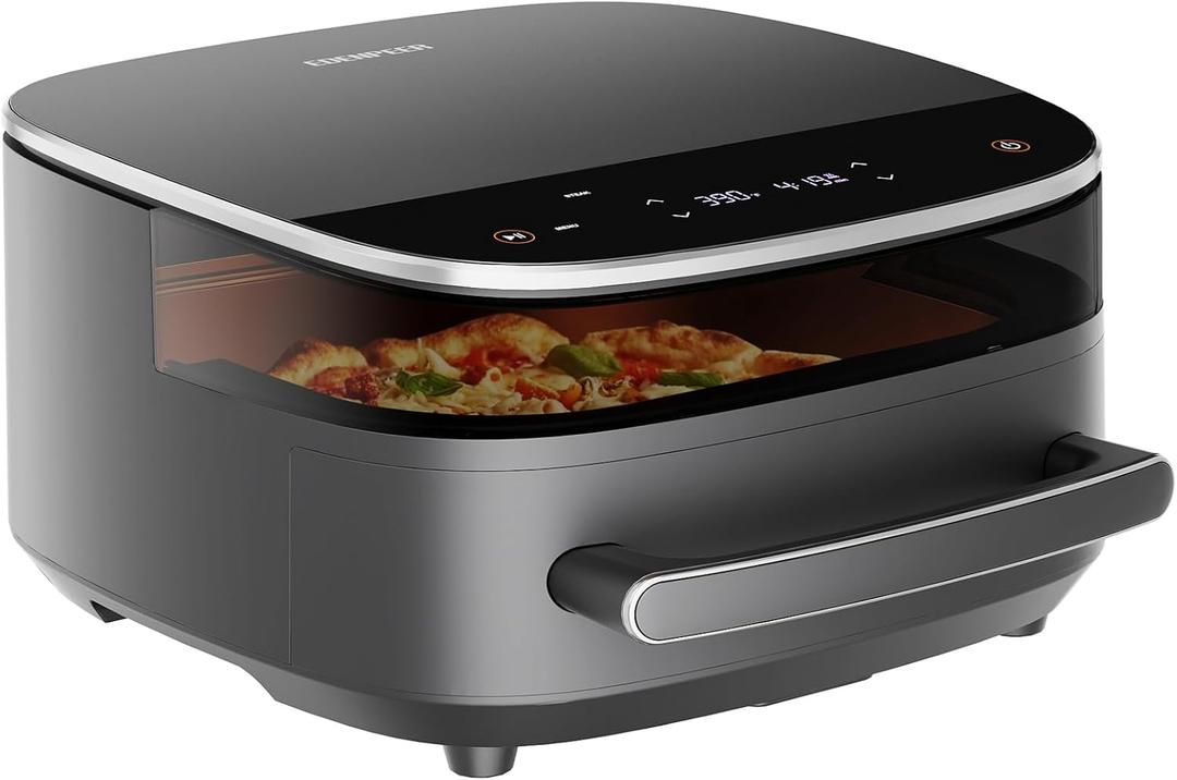 Extra Large Air Fryer,11-IN-1 6 QT 450F Air Fryer with Superior Airflow, Dual Heat Source Technology, Smart Digital Wide Fryer with Basket, Fits a 12" Pizza or 33 Chicken Wings