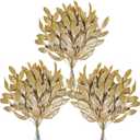 40 Pieces Gold Glittered Artificial Leaf Spray Picks 12" Tall for Christmas Winter Wedding Wreath Tree Swag Floral Arrangeme Vase Bouquets Table Centerpieces Decoration